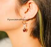 Rough Natural Garnet Earrings, Electroplated Earrings, January Birthstone Earrings